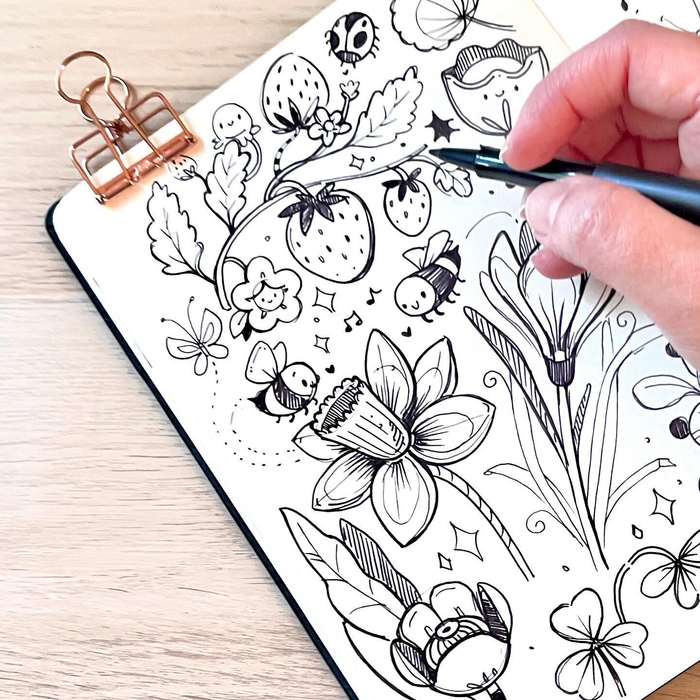 Pages from my sketchbook using only ink ✍🏻 Would you want to see a sketchbook tour?
#sketchbook #inkdrawing #inksketches #rapidsketch #papermateflairpens #hitecpens #strawberries #butterflies #bees
