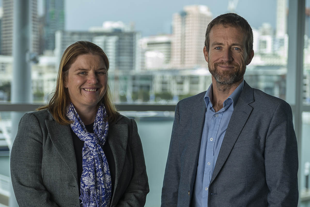 Sally Garrett from the Defence Technology Agency with David Johnson.