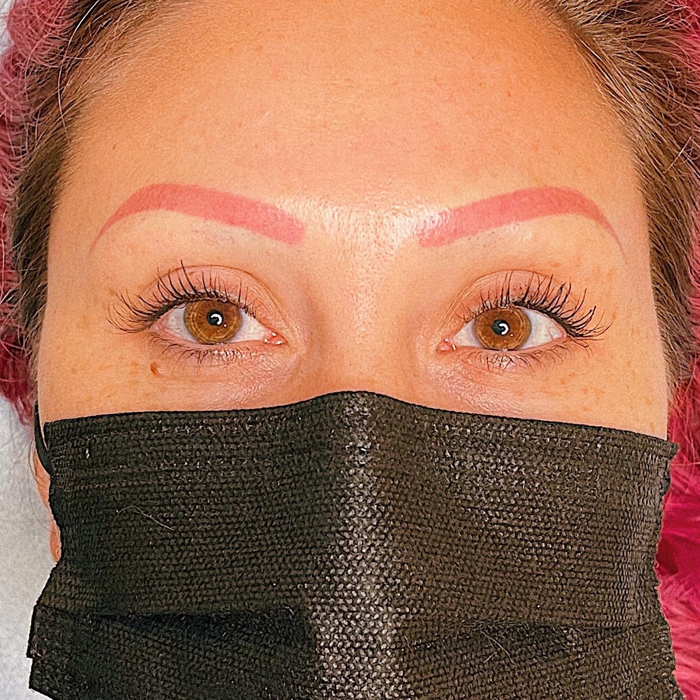 pink microbladed brows