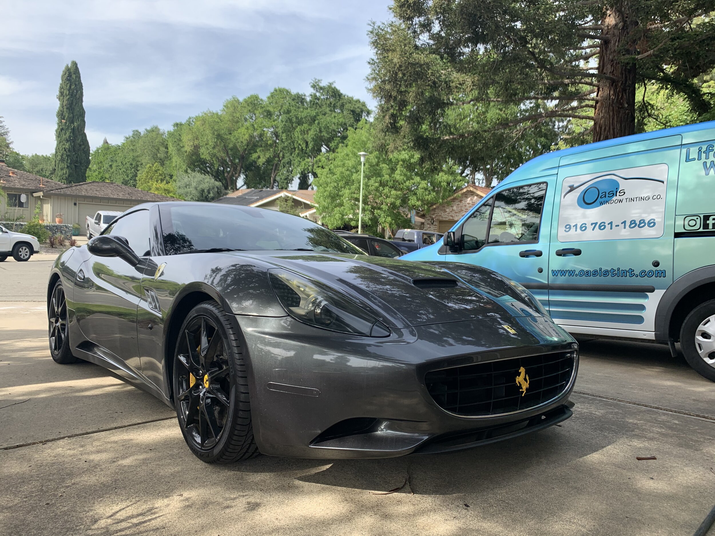 Ferrari with Light Smoke tinted headlights