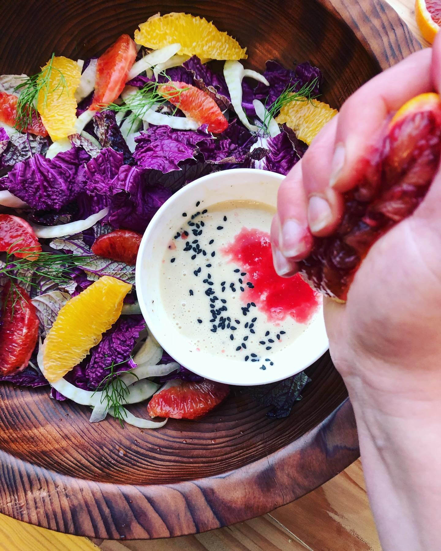 Winter salad made using local purple Napa cabbage, blood &amp; navel oranges and local fennel bulb. With a tahini &amp; citrus dressing 🍊🥬
WHY LOCAL? because its picked fresh, offering its highest nutrient content and in season! Supports our local 