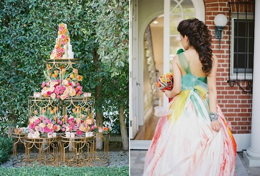 Irene Cole Photography, Sonia Sharma Event, RMINE, Revelry Event Designers ,Casa de Perrin, Hancock Park Estate, Propel Workshop By Caroline Tran Colored Wedding Dress, Vibrant Wedding