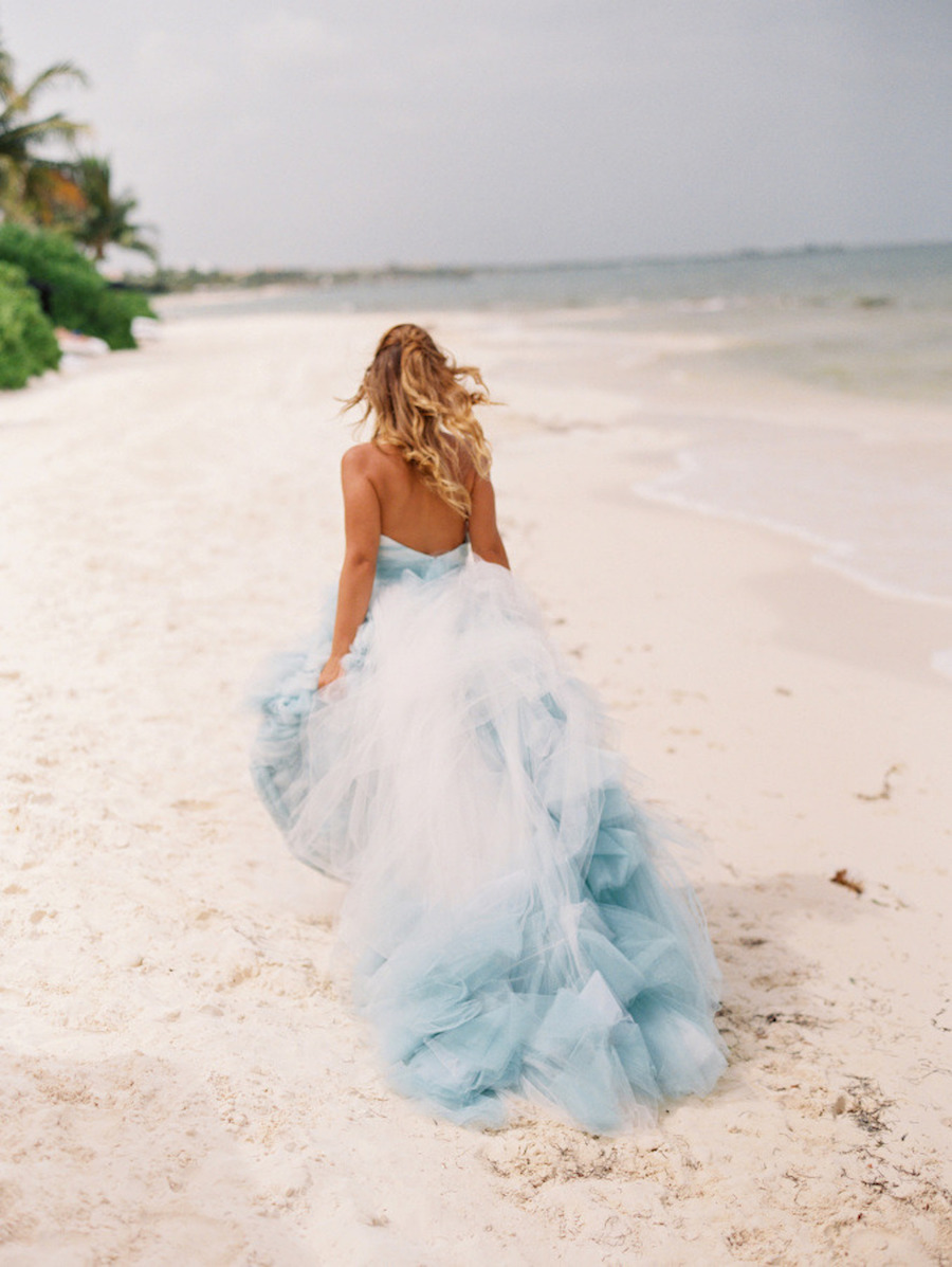 Lane Dittoe , Crosby + Jon, Krista Jon ,Rosewood Mayakoba , RMINE, Styling Trio ,Archive Rentals Maya Riviera Wedding, Style Me Pretty, Blue Wedding Dress