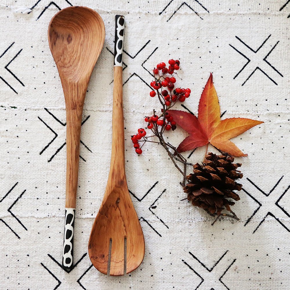 Copy of Copy of Salad Servers: Olivewood and Bone Inlay