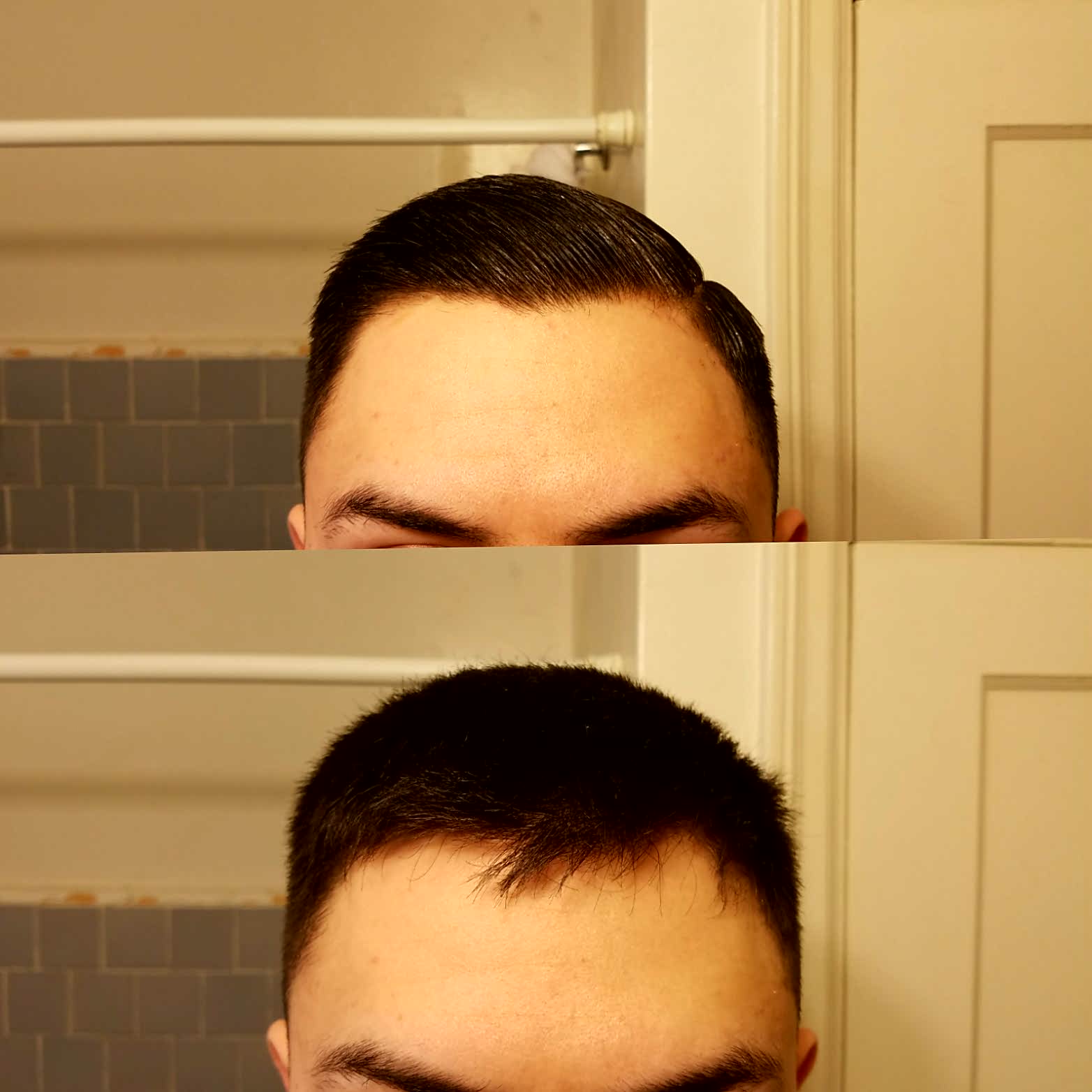 the "before and after" the product is applied.