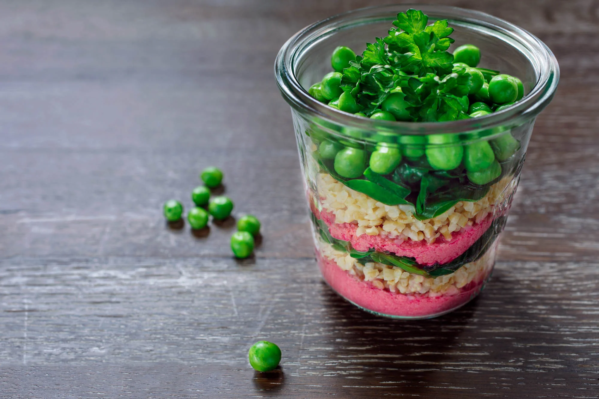 Pink and green pea salad
