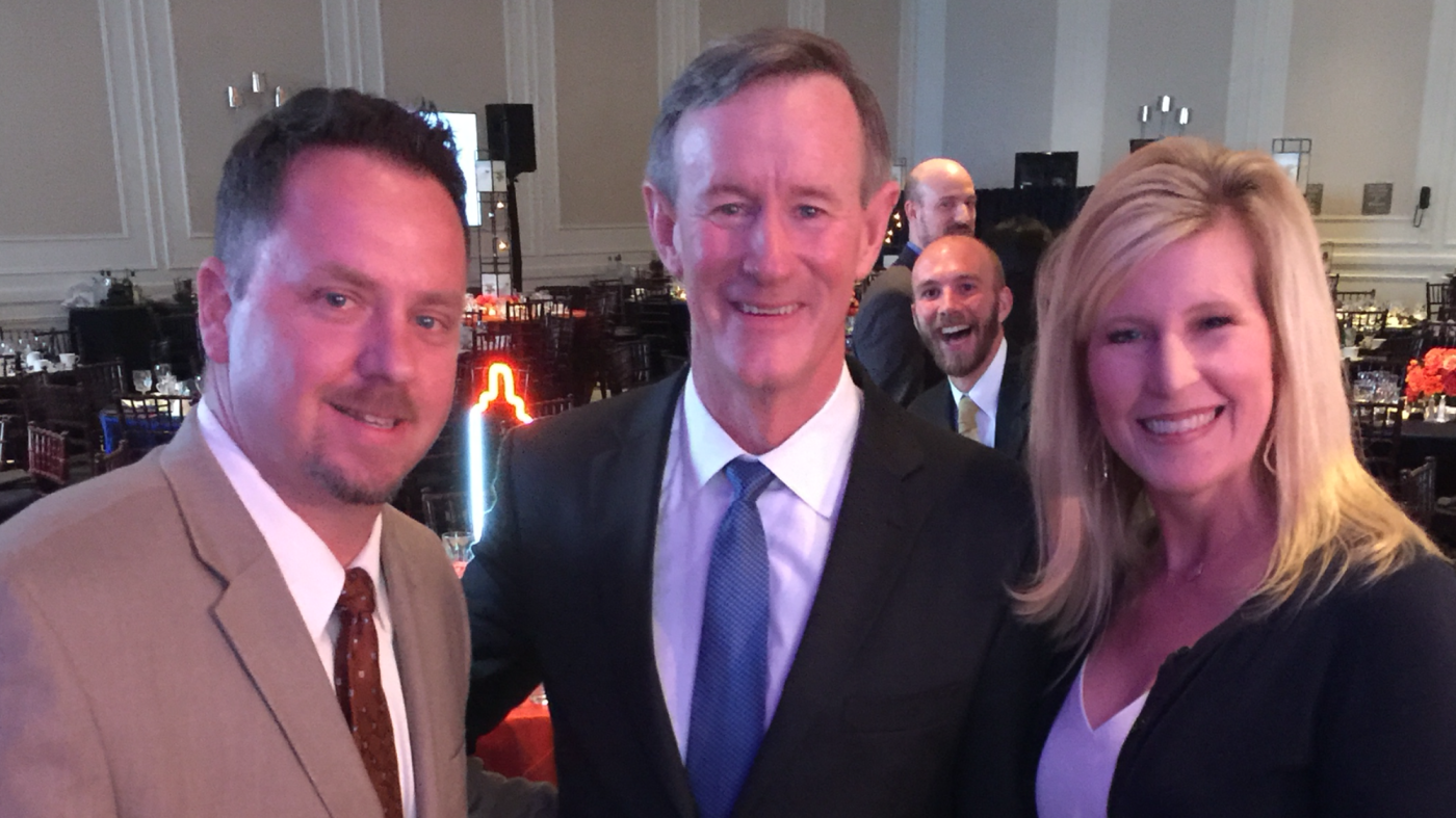 My wife, Lisa, and I with Admiral McRaven