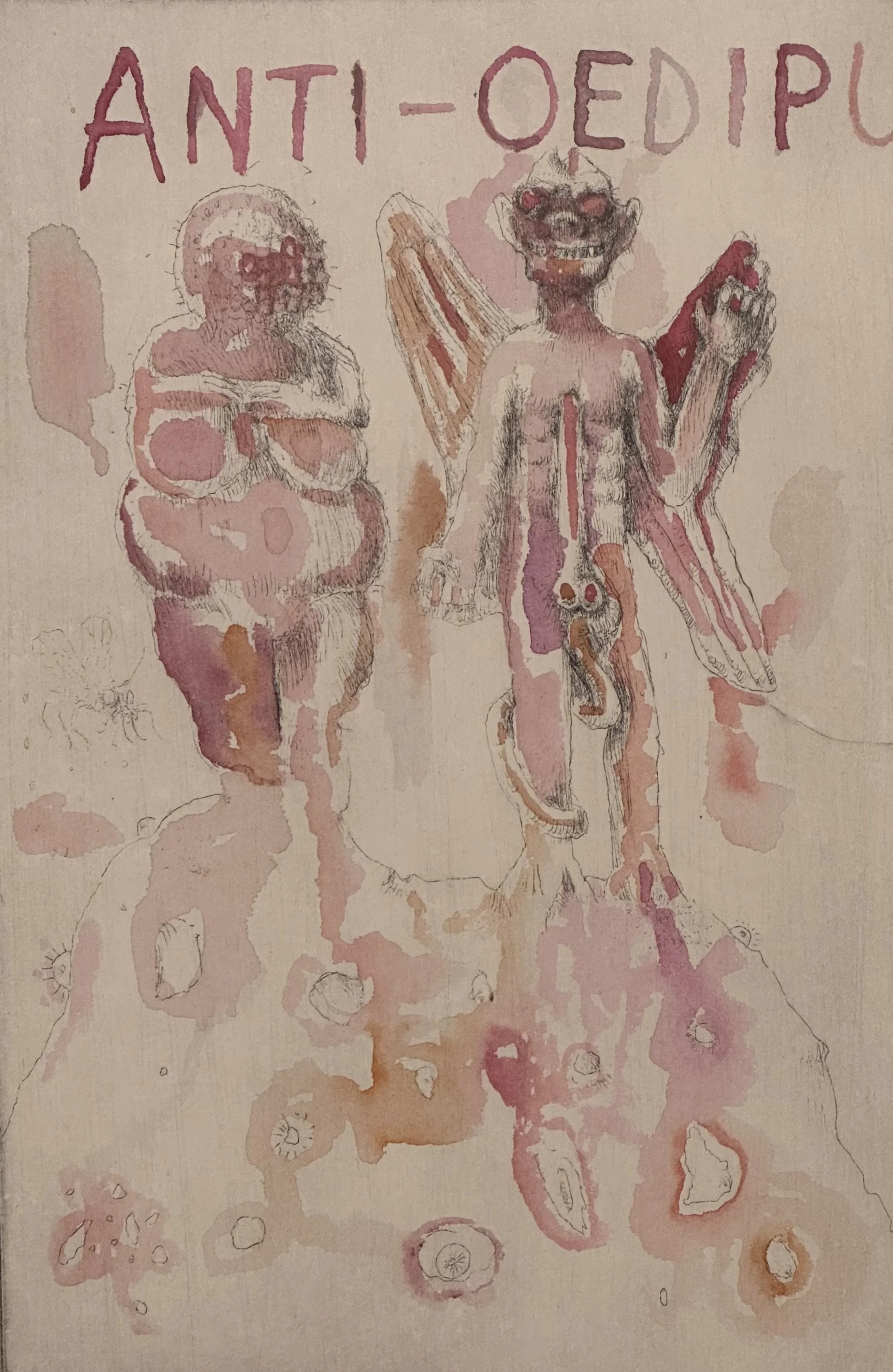 Anti-Oedipus, 2024
Hand-coloured watercolour etching, 280H x 200mm

