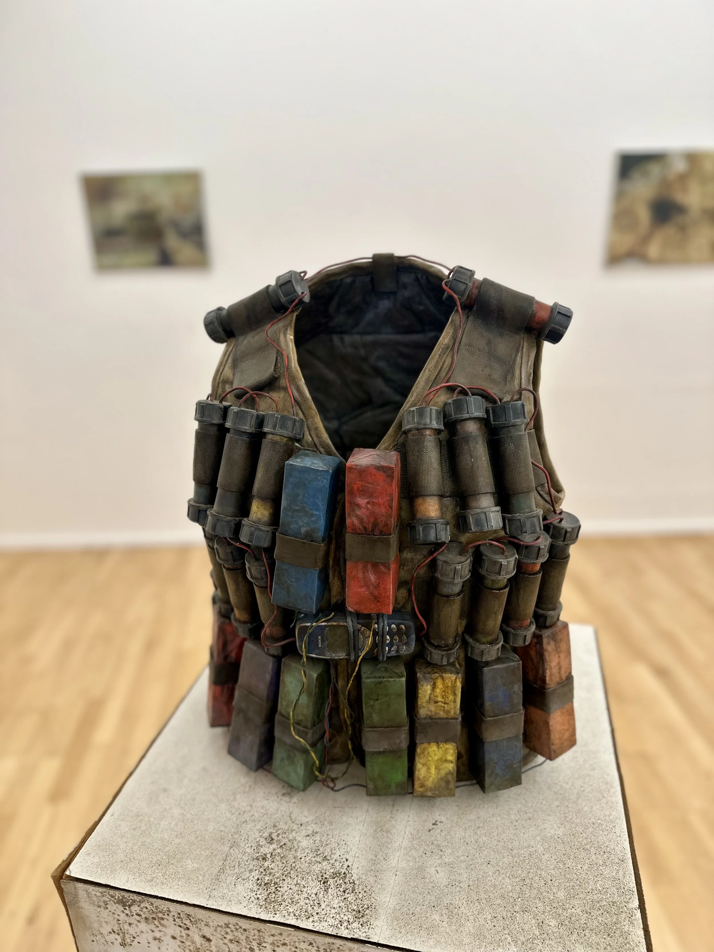 Monument to Immortality, 2026
Cast bronze suicide bomber’s vest, 580H x 450 x 280mm
