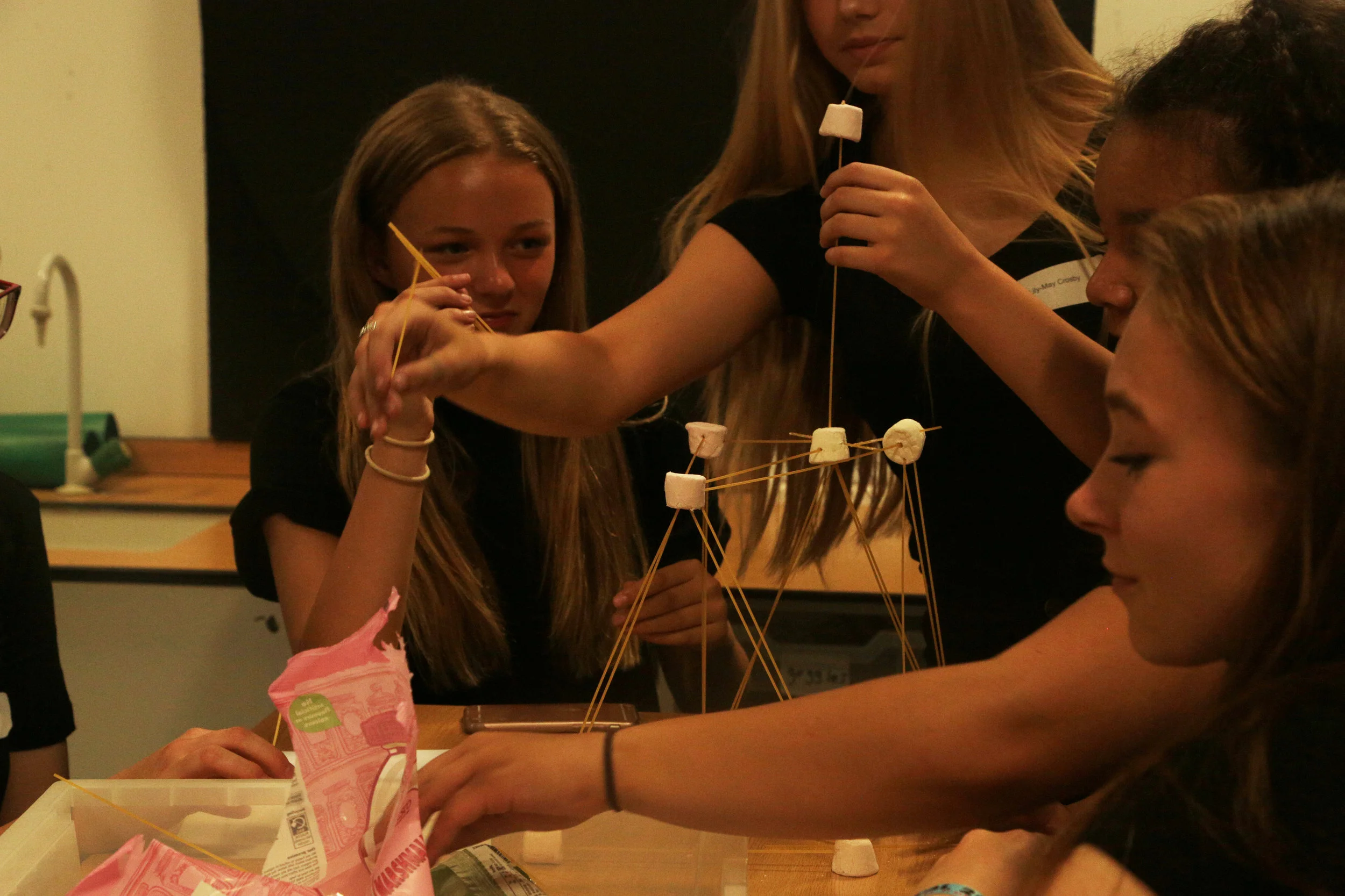 New group of students taking on the spaghetti challenge!