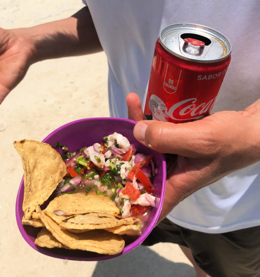 fresh ceviche on holbox boat tour