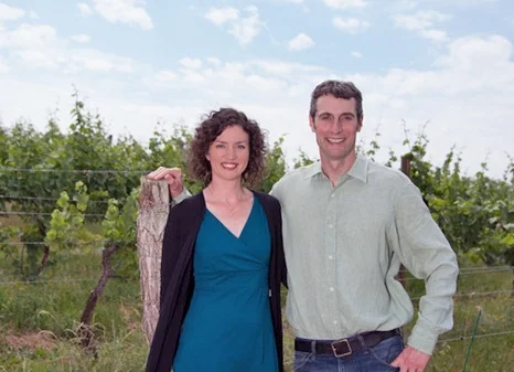 Shannon and Paul Brock in their vineyard in the Finger Lakes Region of NY.