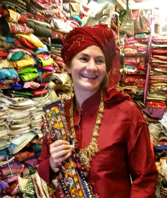Finding fabric in India.