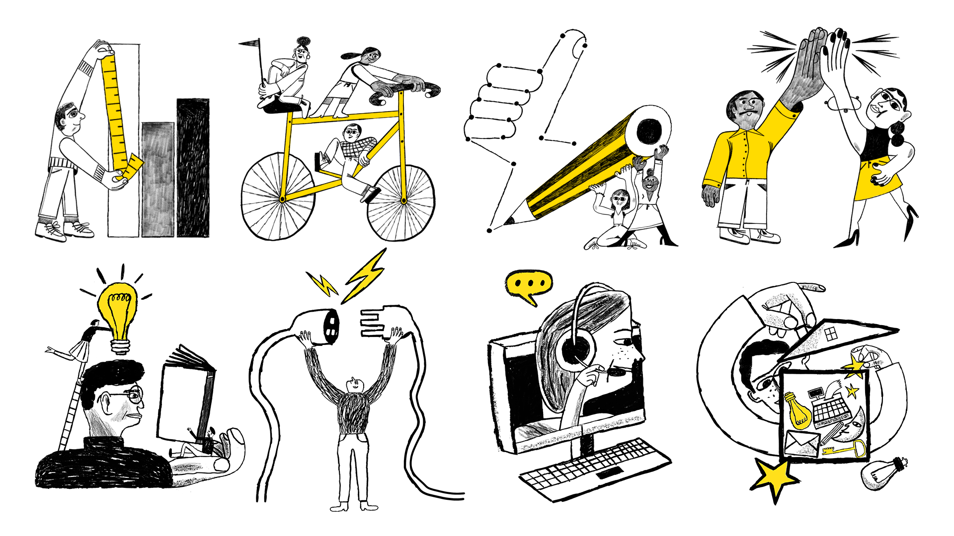  Top row illustrated by Franz Lang. Bottom row illustrated by James Daw. 