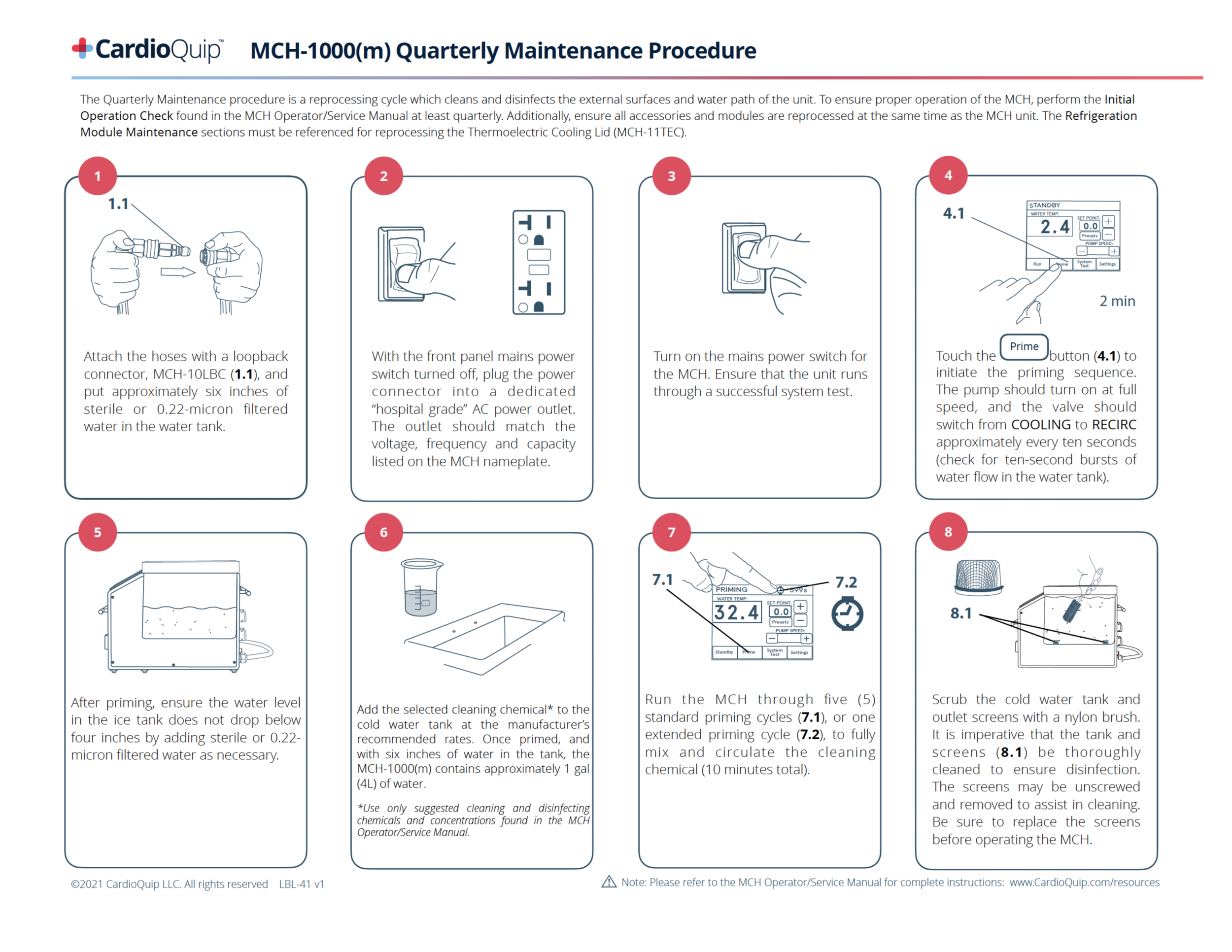 MCH-1000(m) Quarterly Maintenance Procedure