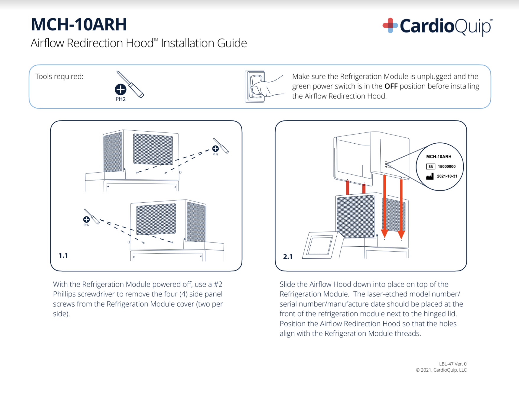 MCH-10ARH Airflow Redirection Hood Installation Guide
