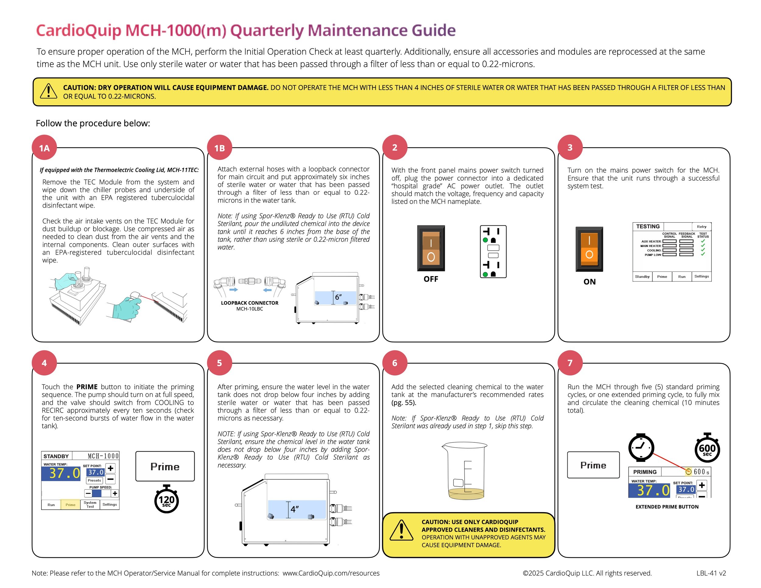 MCH-1000(m) Quarterly Maintenance Guide