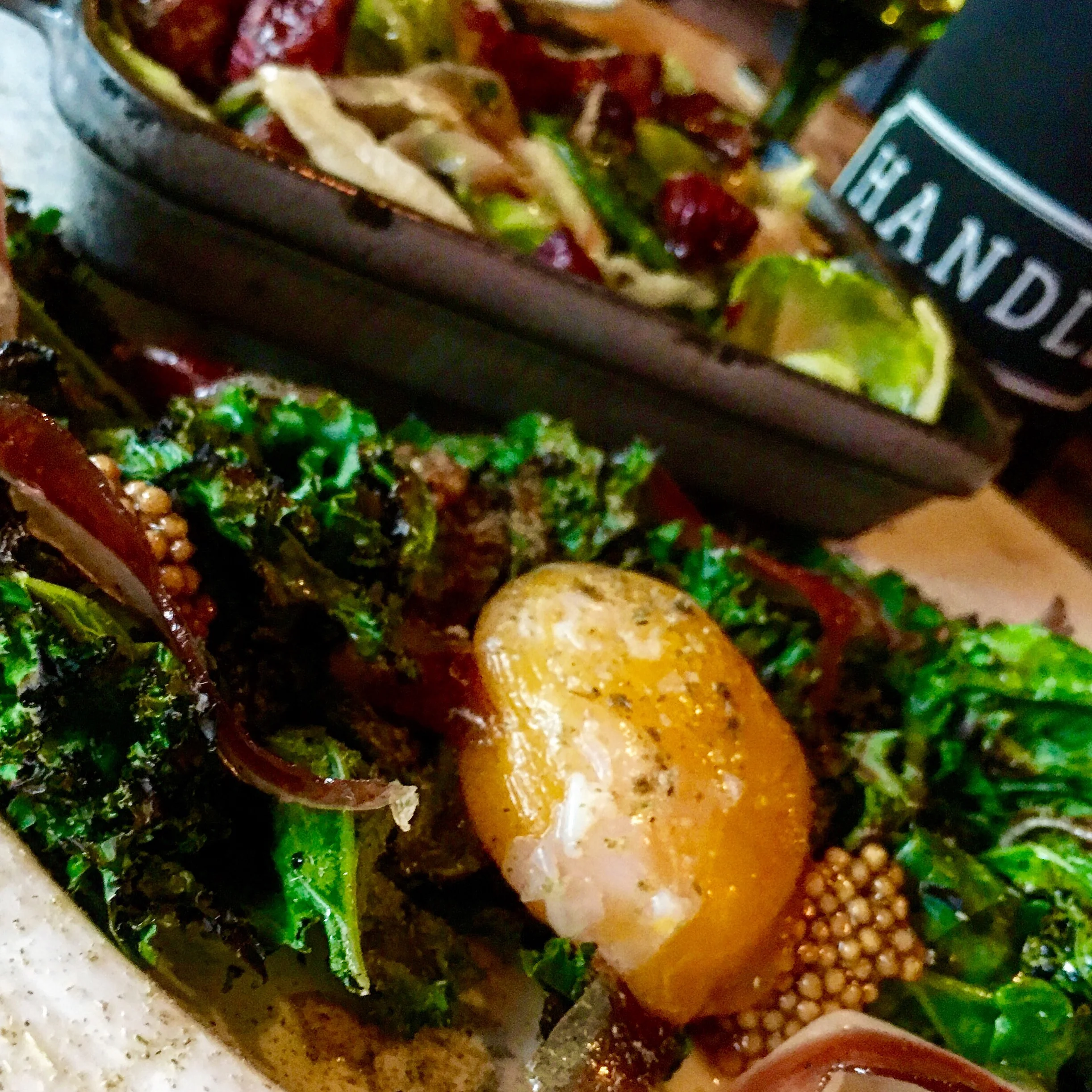 A few small plates from Handle, Kale salad and brussel sprouts.