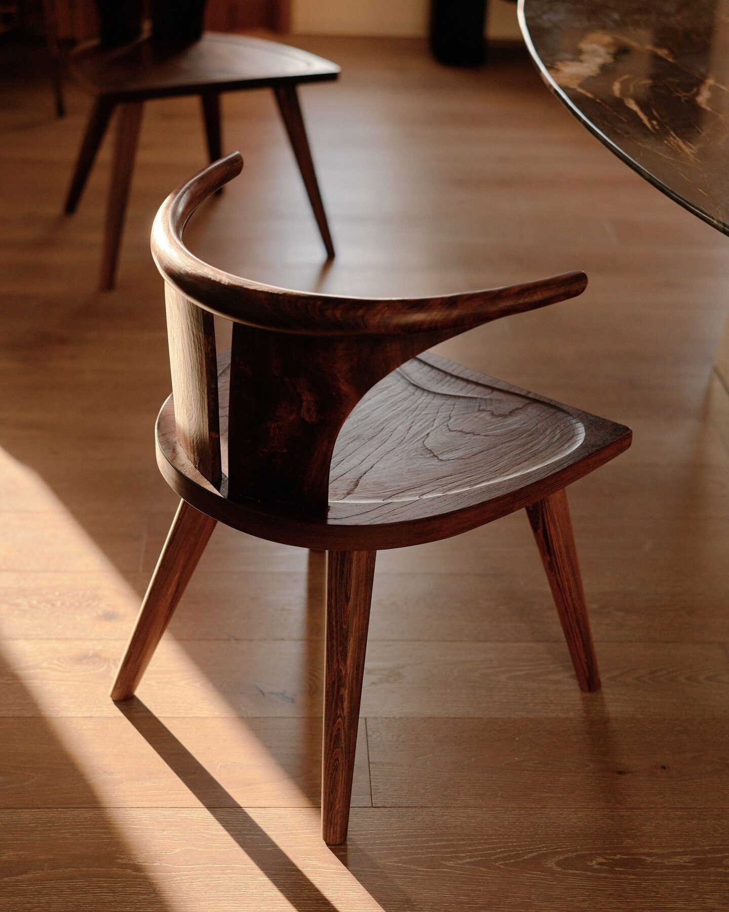 KOZA DINING CHAIR - The Koza Dining Chair, by Master Toshio Tokunaga, was inspired by the Koza Meditation chair, and is created exclusively for Radnor.  This open edition of unique pieces are created from 200+ year old Japanese Zelkova from the Rokko