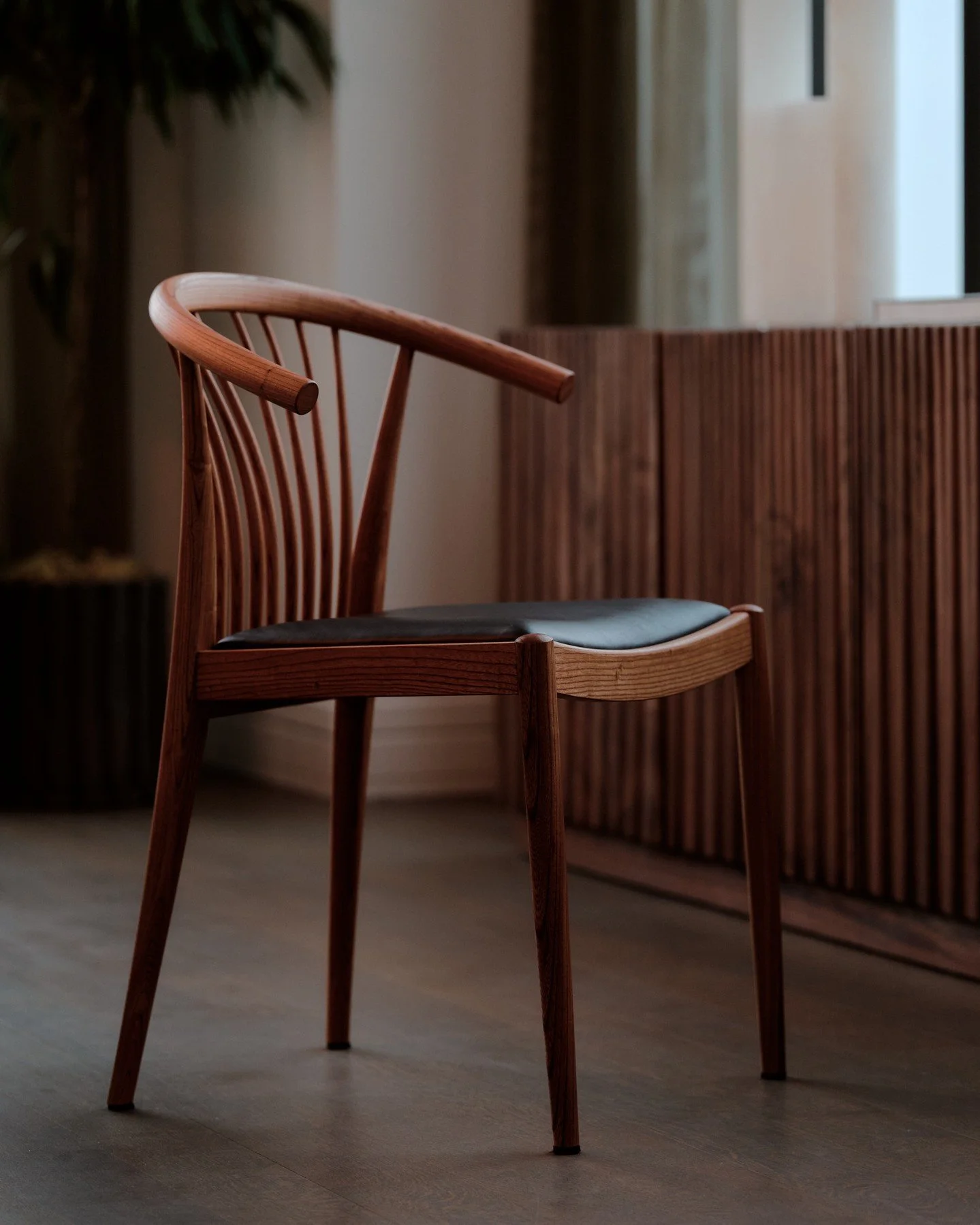 C and F TYPE CHAIRS - 200 - 300 year old Japanese Zelkova wood, the chairs are finished using the process of Kanna and iron dye.⁠
Avoiding power tools and sanding of any kind, Kanna is a patient and intuitive process guided by the hand&rsquo;s touch.