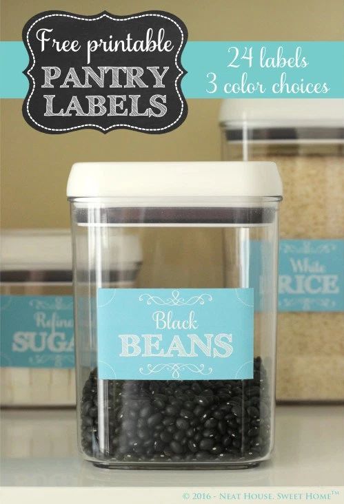 You can find these free printable pantry labels here .