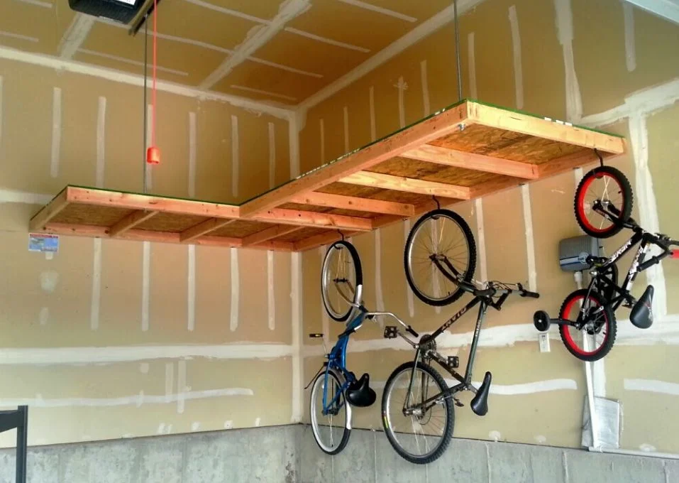 Budget Overhead Storage in wood with an open underside