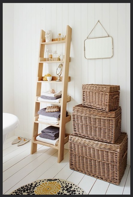 Baskets are always a great way to create space and they add warmth to a room. via allcomforthvac