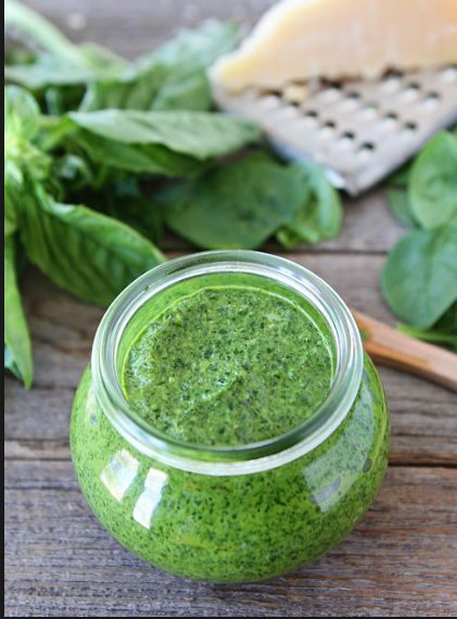 A beautiful jar of homemade Pesto!! Image from Two Peas and Their Pod