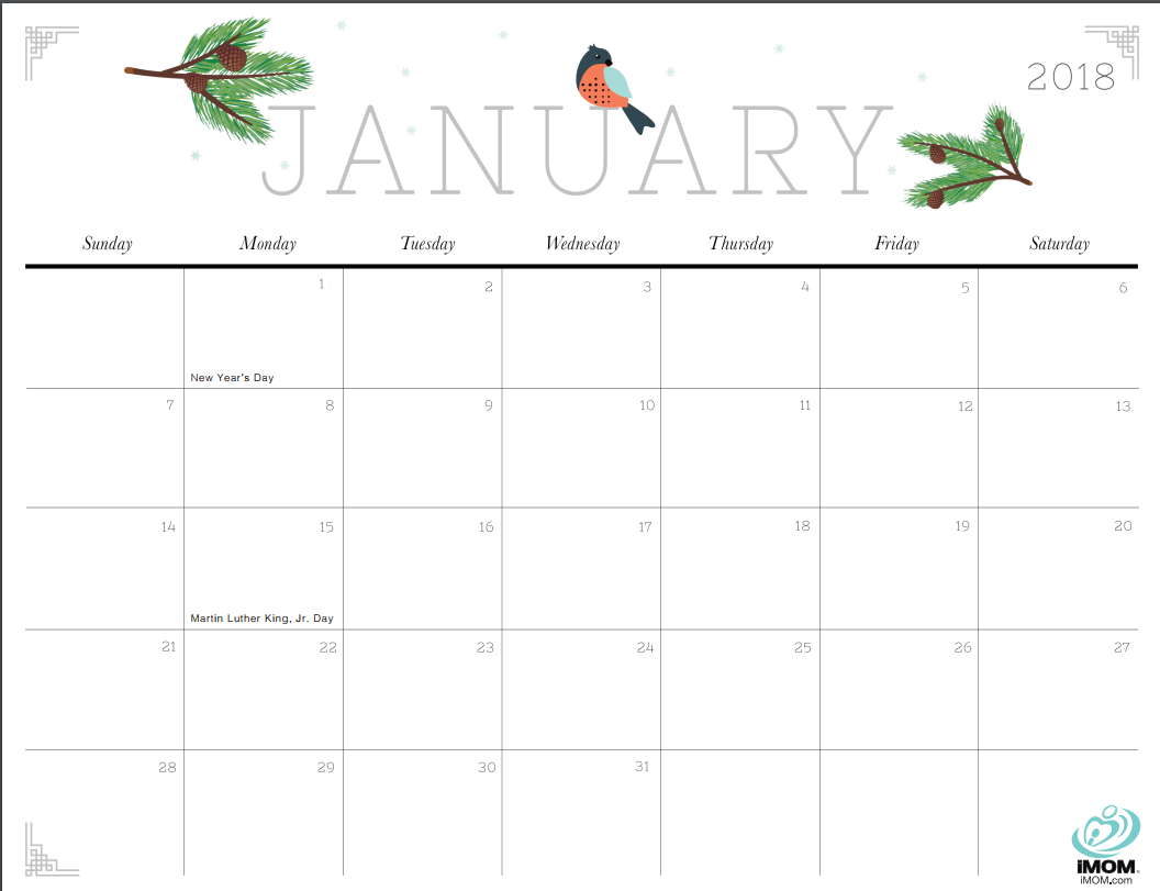 2018 Free Printable Calendars - Create Home Storage