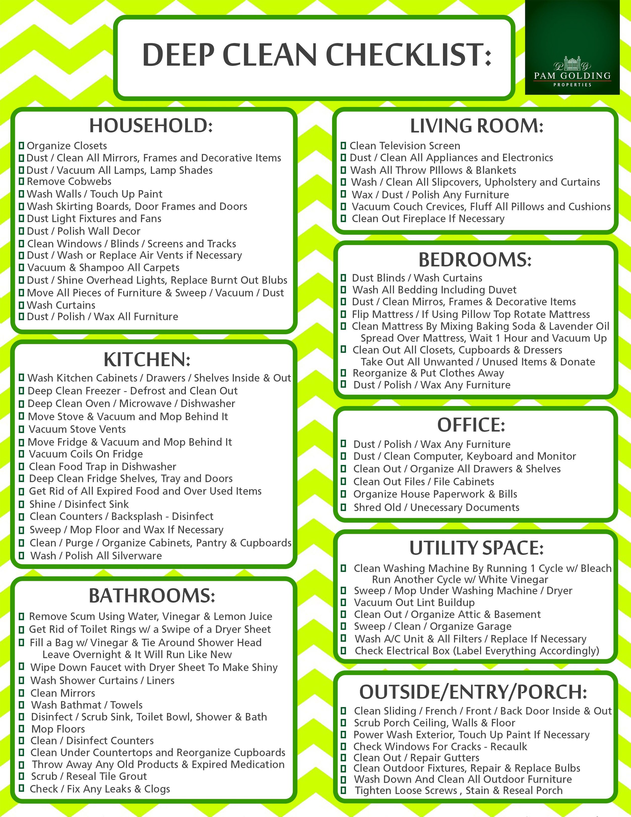 Free Printable Deep Cleaning Checklist Create Home Storage