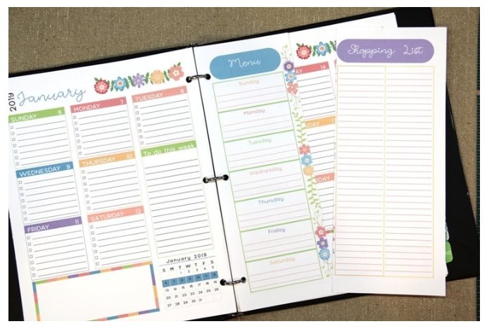 weekly spread and meal planning/shopping list