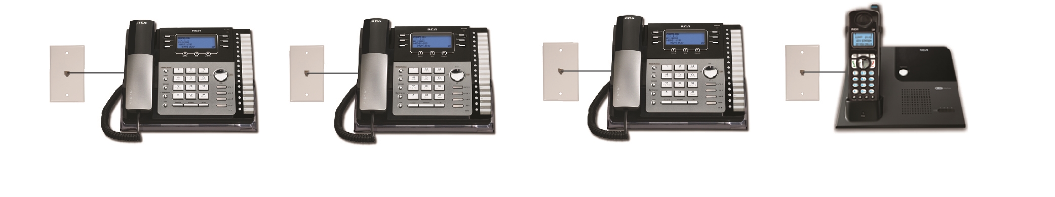 RCA 25424RE1 4-Line Expandable Phone System 3-Pack Office Desk Telephone with Built-in Caller ID and Intercom Bundle with 12 Blucoil AA Batteries 