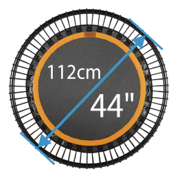 We recommend 44" diameter small enough to leave out and you are drawn to bounce more. 