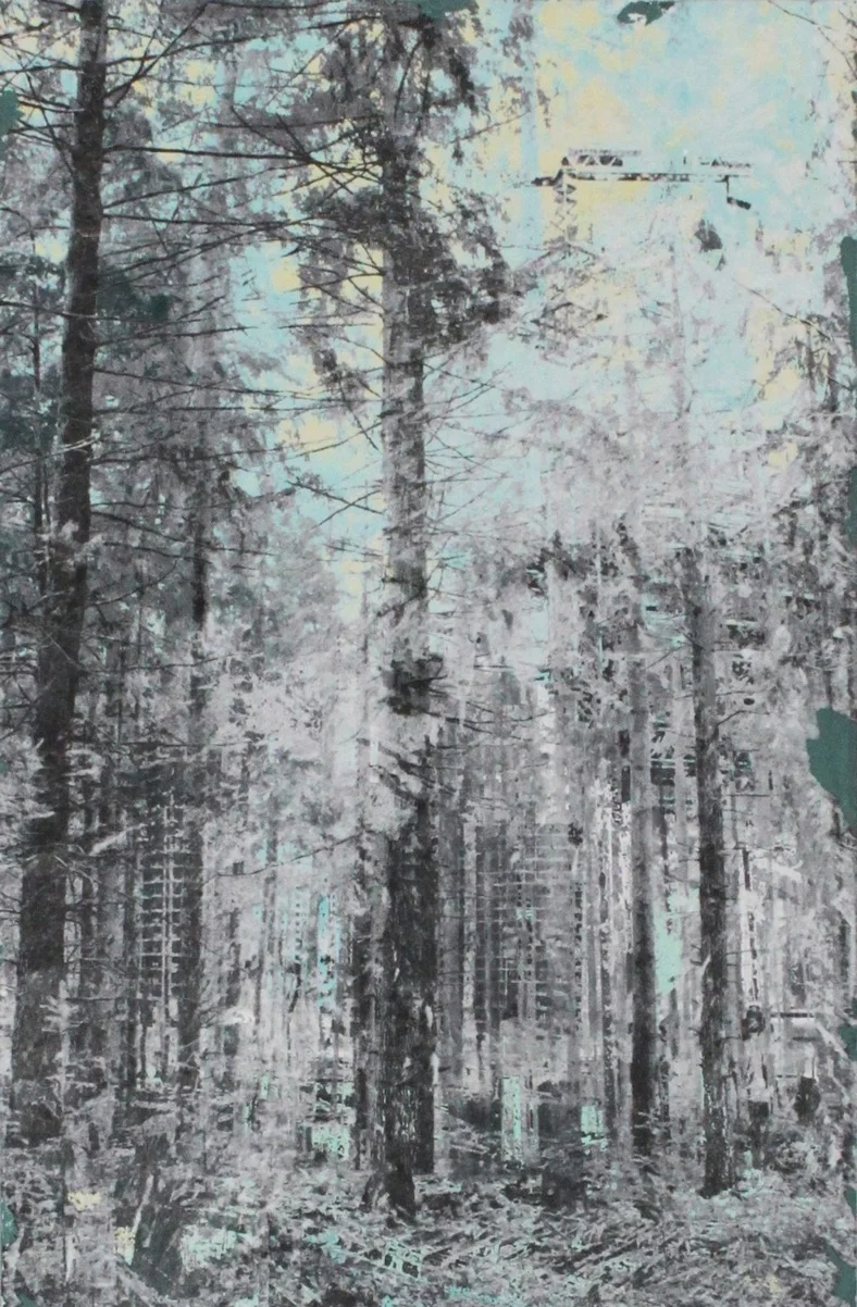 'Urbicide' Print, Acrylics, Cement and Gesso on Panel 110cm x 84cm 2014 £2400