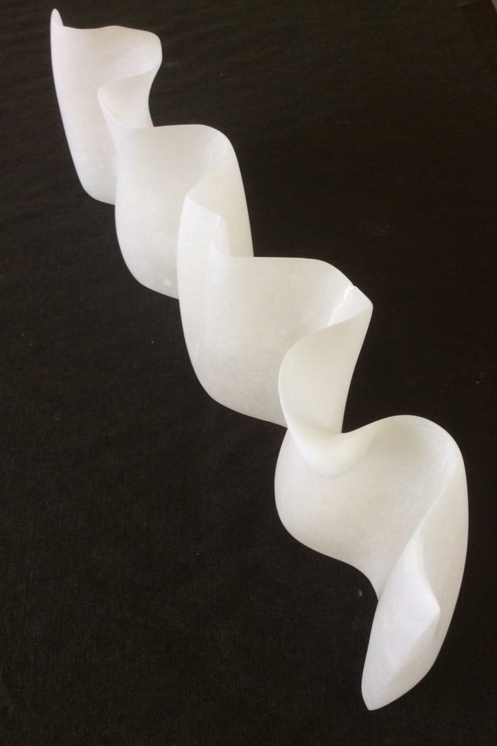 'Silver Lining' 2016 White alabaster, silver metallic ink 45cm x 15cm x 15cm SOLD