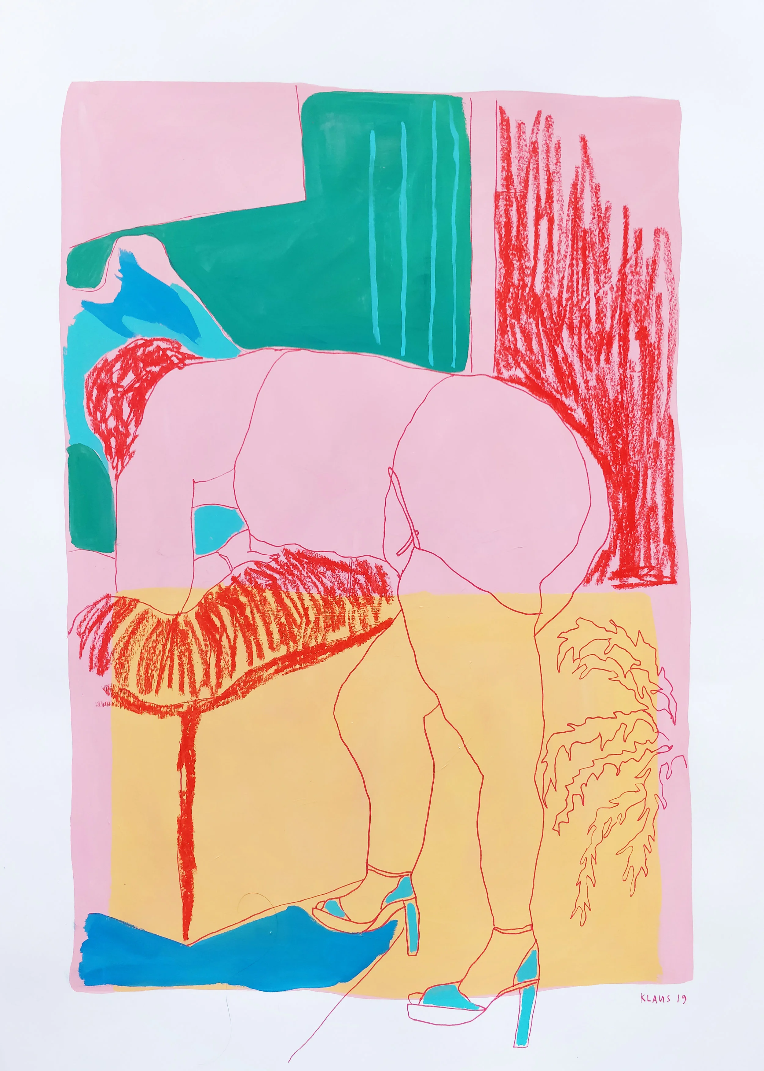 tickle me before you pickle my heart 2019 pen, acrylic and oil pastel on paper 50 x 70cm £250