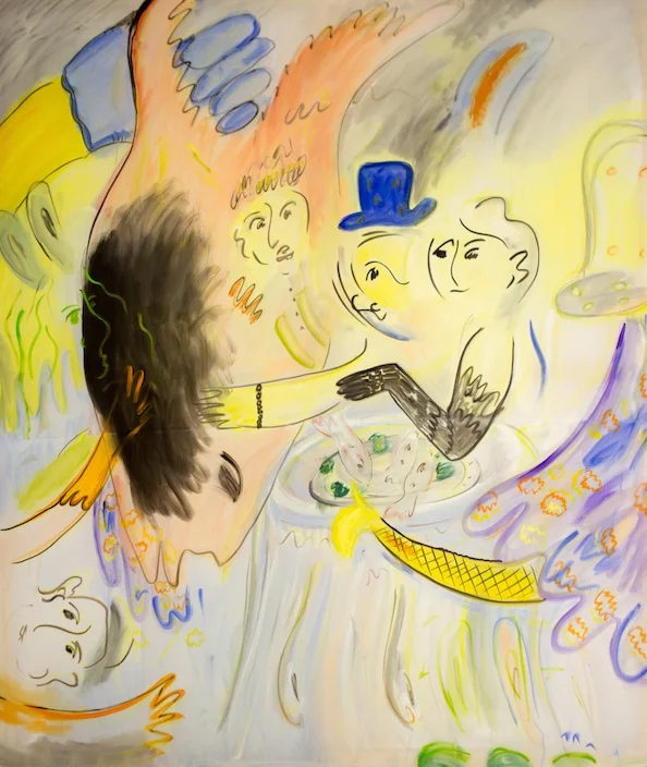 Chuppah 190 x 168 cm Oil, Glitter, Silicone on Transparent Fabric