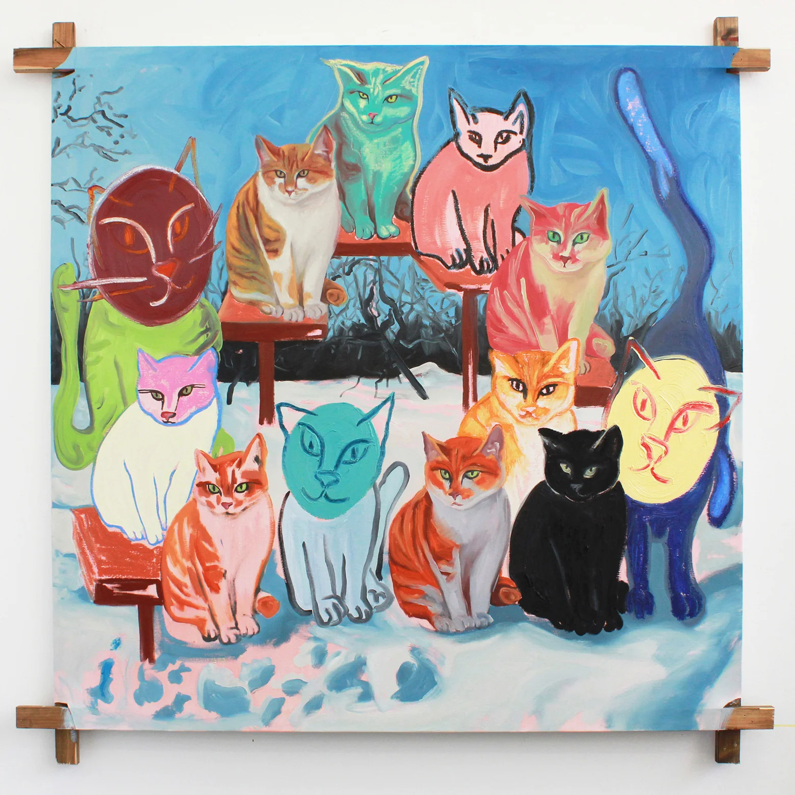 Copy Cats 150x150cm oil on linen 2019