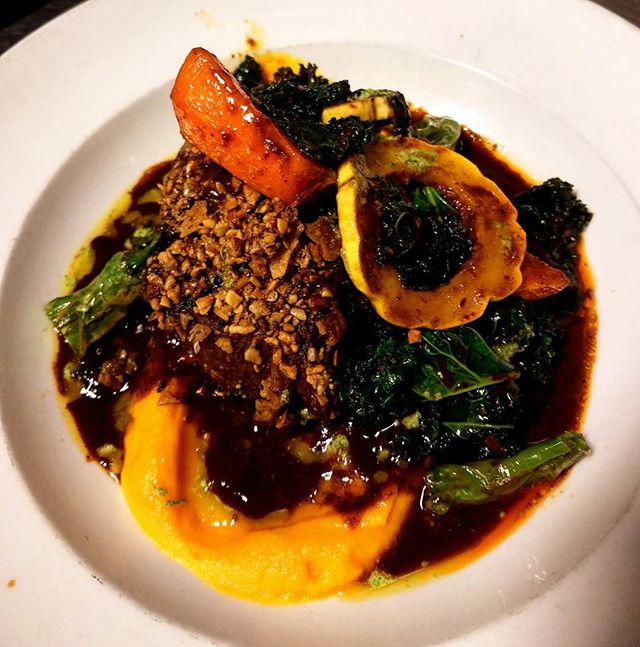 If you look closely,  this mole braised short rib is winking at you with a suggeative allure not oft found these days. Come indulge in a plate of saut&eacute;ed kale, butternut squash puree, shishito peppers and some sultry short ribs. #shortribsaret