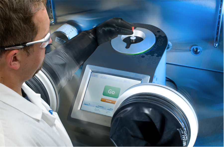 Figure 6 – NMReady-60PRO being used inside an MBRAUN glovebox .