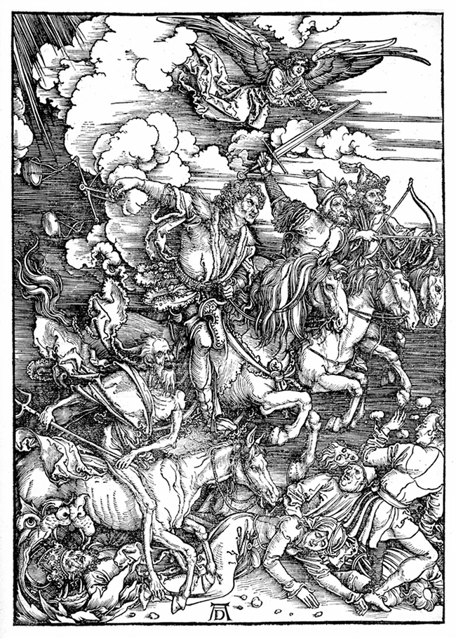 The Four Riders of the Apocalypse (1498) by Albrect Durer.jpg