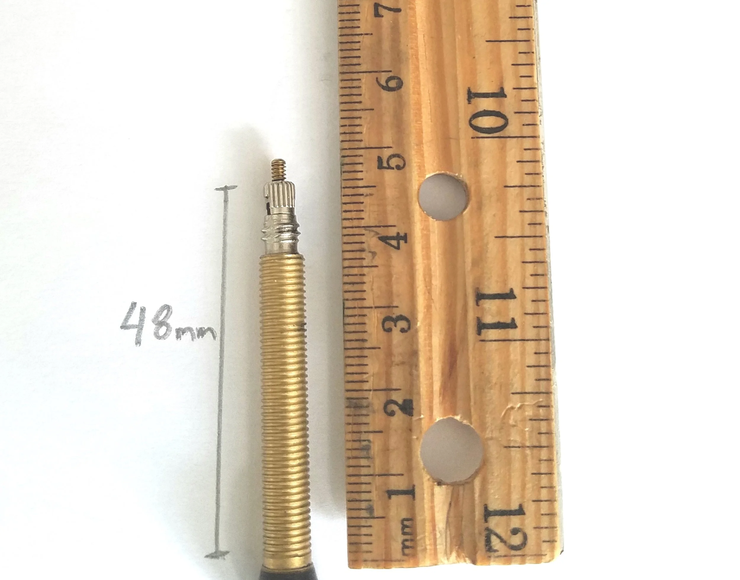 Fig. 1: A 48mm Presta Valve (the “stem” is shown in gold)