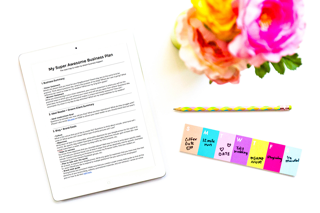HOW to write a business plan to achieve your blog + biz goals and WHY it's so important! (Plus a FREE template!)