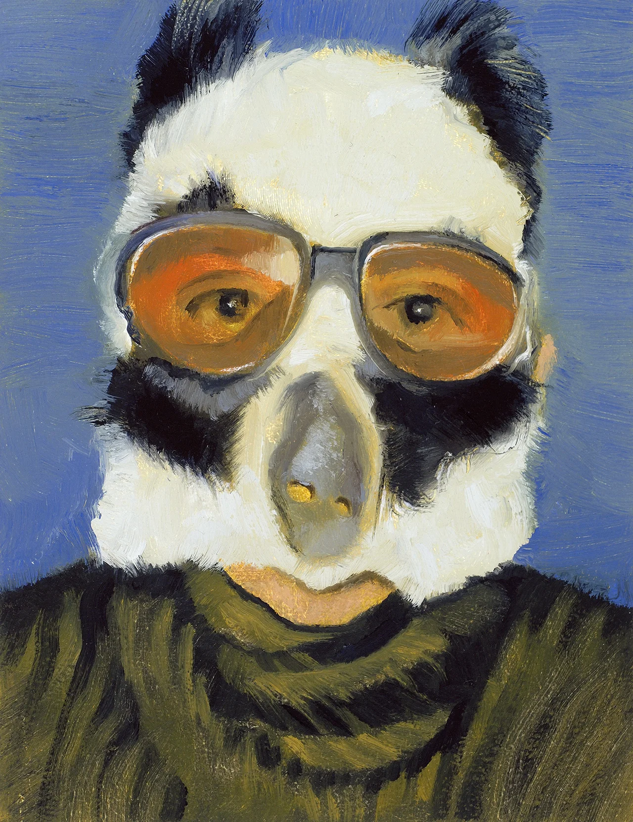 Scary Panda , 2008, oil on paper, 16.5 x 13 cm