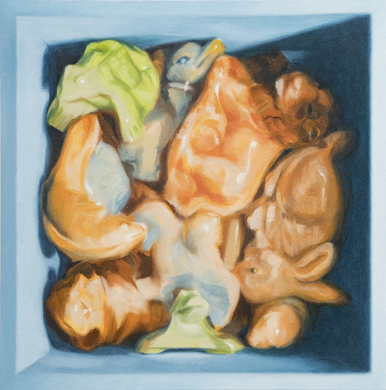 Portrait Box 21 , 2018 Oil on paper mounted on board 35.5 x 35.5 cm