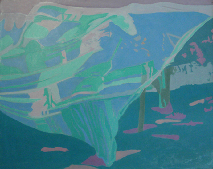 Sheet on the Apple , 1990, Oil on Linen, 24" x 30"