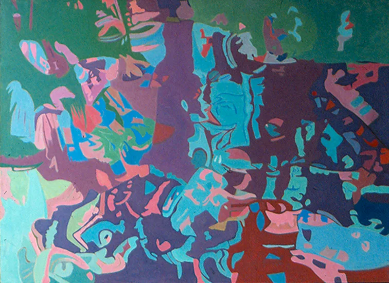 Green Red , 1986, Oil on Linen, 36"x50"