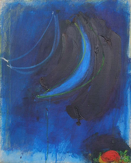 Blue Moon with Rose , 1962, Acrylic on linen, 23" x 18" 