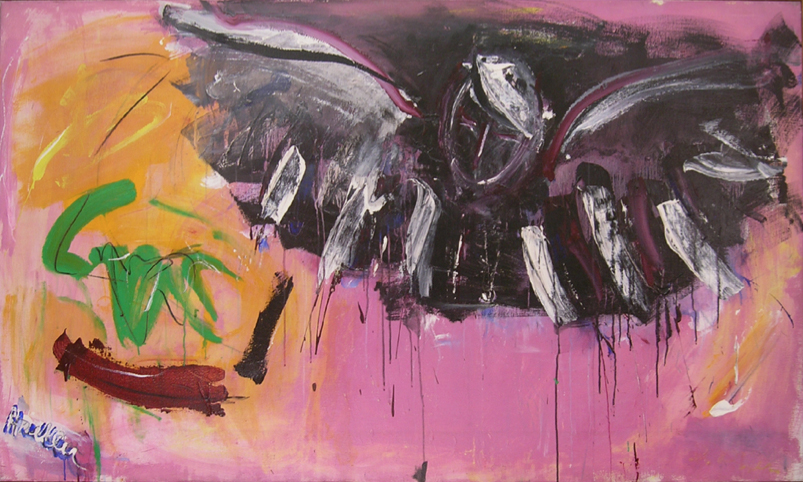    Angel of Death II,&nbsp;  1962, Acrylic on linen, 42" x 73" 