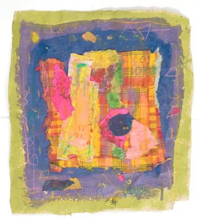 Just Playing with the Petals Sun Fabric 2012. Tempera, Pastels, Handmade paper, 21" x 19"